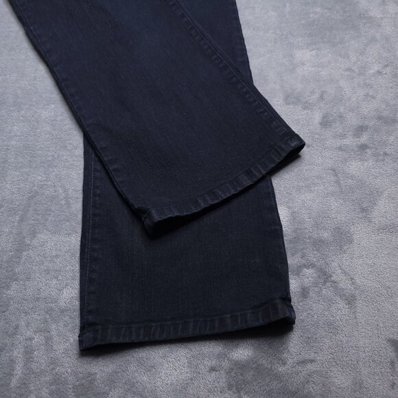 NYDJ Womens Straight Leg Jeans 12 Mid Rise Black Rhinestone Pockets Slimming - Picture 7 of 9